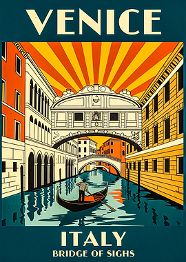 Venice Italy Bridge of Sighs Travel Poster