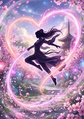 Samurai Warrior in Cherry Blossom Garden