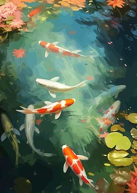 Koi Fish in a Pond