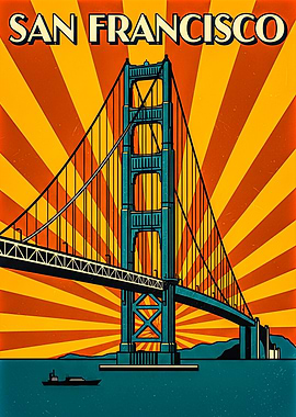 San Francisco Golden Gate Bridge Vintage Poster