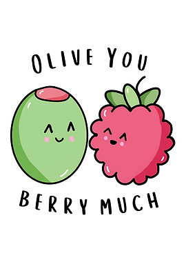 Cute Olive and Raspberry 'Olive You Berry Much'