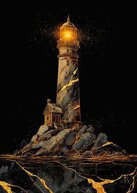 Lighthouse On Rocky Gold Island