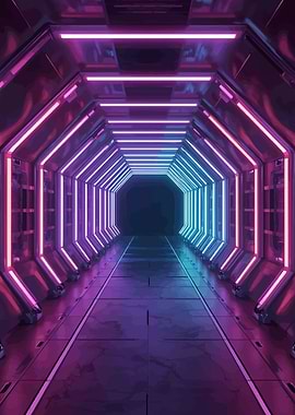 Futuristic Neon Sci-Fi Corridor
