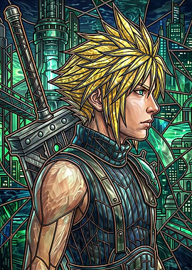 Cloud Strife Stained Glass Art