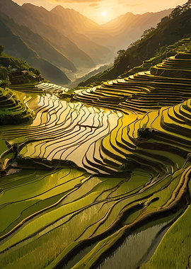 Golden Rice Terraces at Sunset