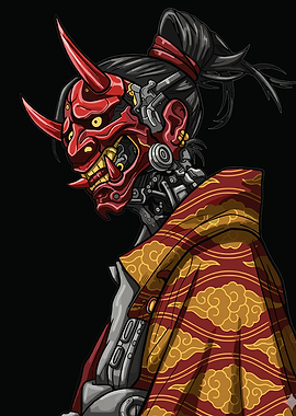 Cyberpunk Oni Mask Samurai