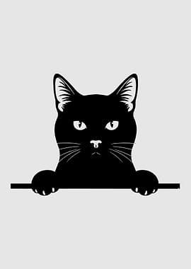 Black Cat Peeking Over Edge