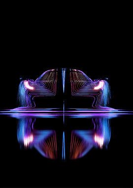 Abstract Neon Car Reflection