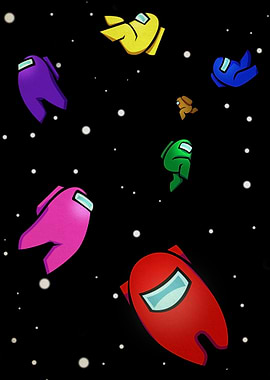 Among Us Characters Floating in Space
