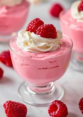 Raspberry Mousse Dessert with Whipped Cream