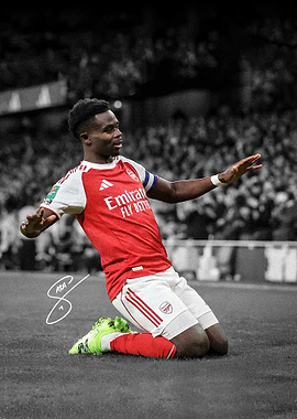 Bukayo Saka celebrates goal