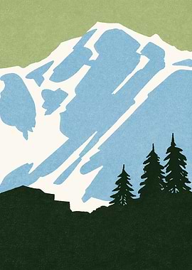 Snowy Mountain Landscape with Trees