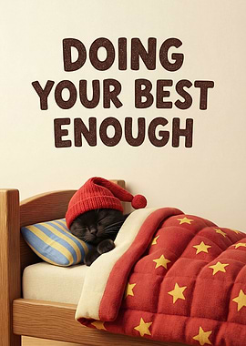 Cat Sleeping with Inspirational Text