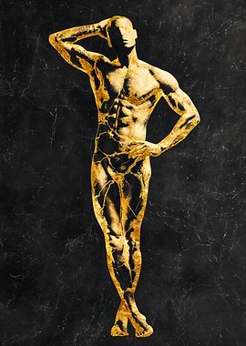Male Body Silhouette Gold Kintsugi