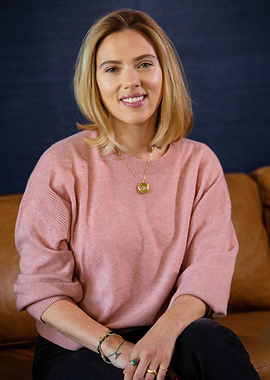 Scarlett Johansson in pink sweater