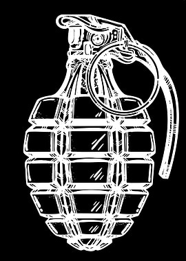 White Grenade Illustration on Black Background