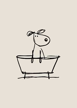 Dog in a Bathtub toilet Wall Art