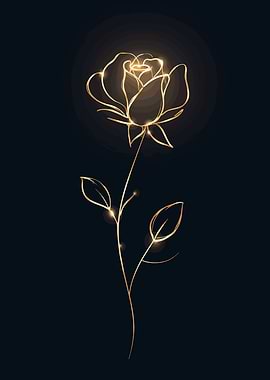 Golden Rose Outline on Dark Background
