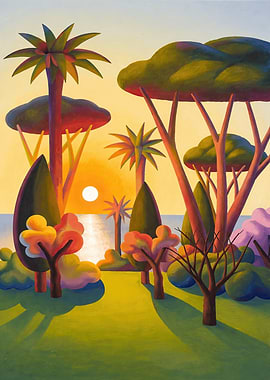 Tropical Sunset Landscape Painting