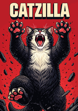Cat-zilla Roaring with Claws Out