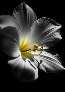 Close-up of a white lily with yellow stamen