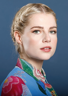 lucy boynton with Braided Hair and Floral Shirt