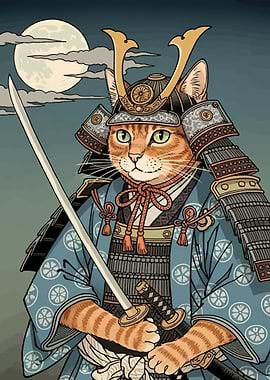 Samurai Cat with Katana