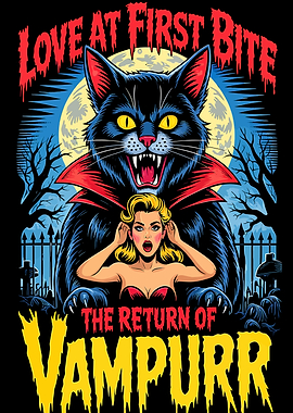 Vampire Cat and Woman Poster