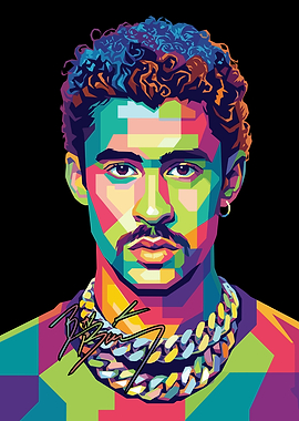 Bad Bunny Pop Art Portrait