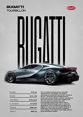 Bugatti Tourbillon Car Poster