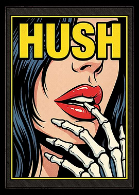 Hush Skeleton Hand Pop Art