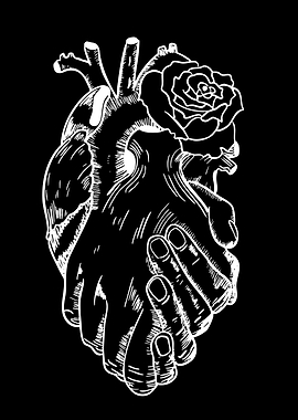 Heart with Rose and Hands