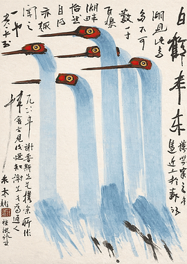 Japanese Cranes in Flight