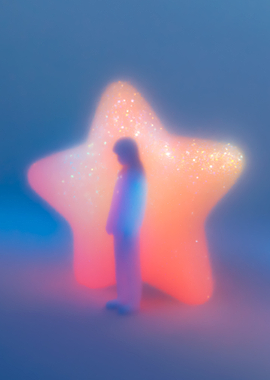 Silhouette of a person in front of a glowing star