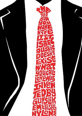 Text Art Tie on Suit