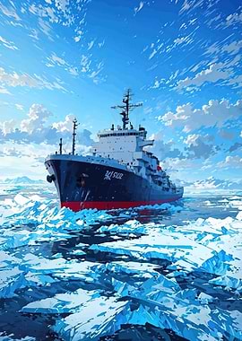 Icebreaker Ship in Arctic Waters