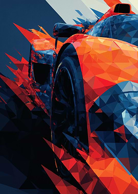Abstract Racing Car Art