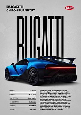Bugatti Chiron Pur Sport Poster