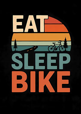 Eat Sleep Bike Retro Sunset