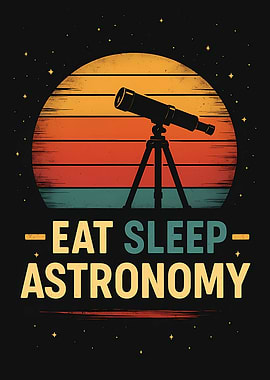 Eat Sleep Astronomy Retro Sunset