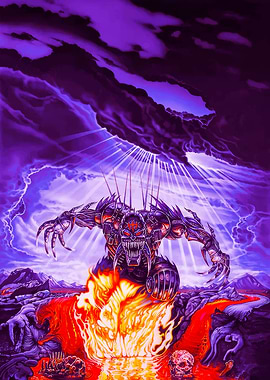 Demonic Creature in Fiery Landscape