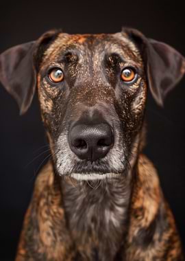 Close-up Portrait of a Brindle Dog