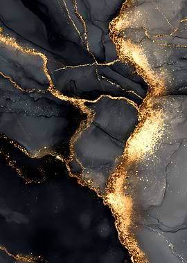 Abstract Black and Gold Marble Texture