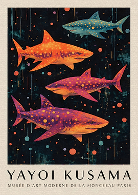 Yayoi Kusama Sharks Poster