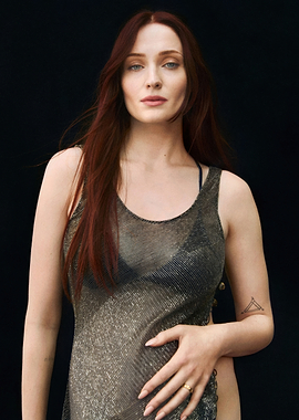 Sophie Turner in a shimmering dress