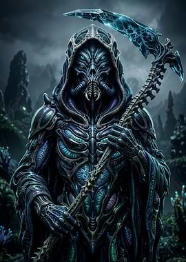 Alien Grim Reaper with Crystal Scythe