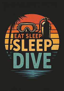 Eat Sleep Dive Retro Sunset