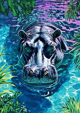 Hippopotamus in Tropical Water