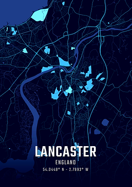 Lancaster England Midnight City Map