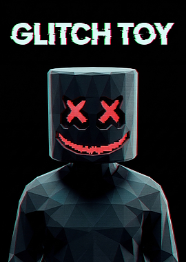 Glitch Toy Character with Red X Eyes